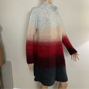 Women's GIO & GIO Cream Red Gray MOHAIR Hombre Color LONG Wool CARDIGAN Sweater